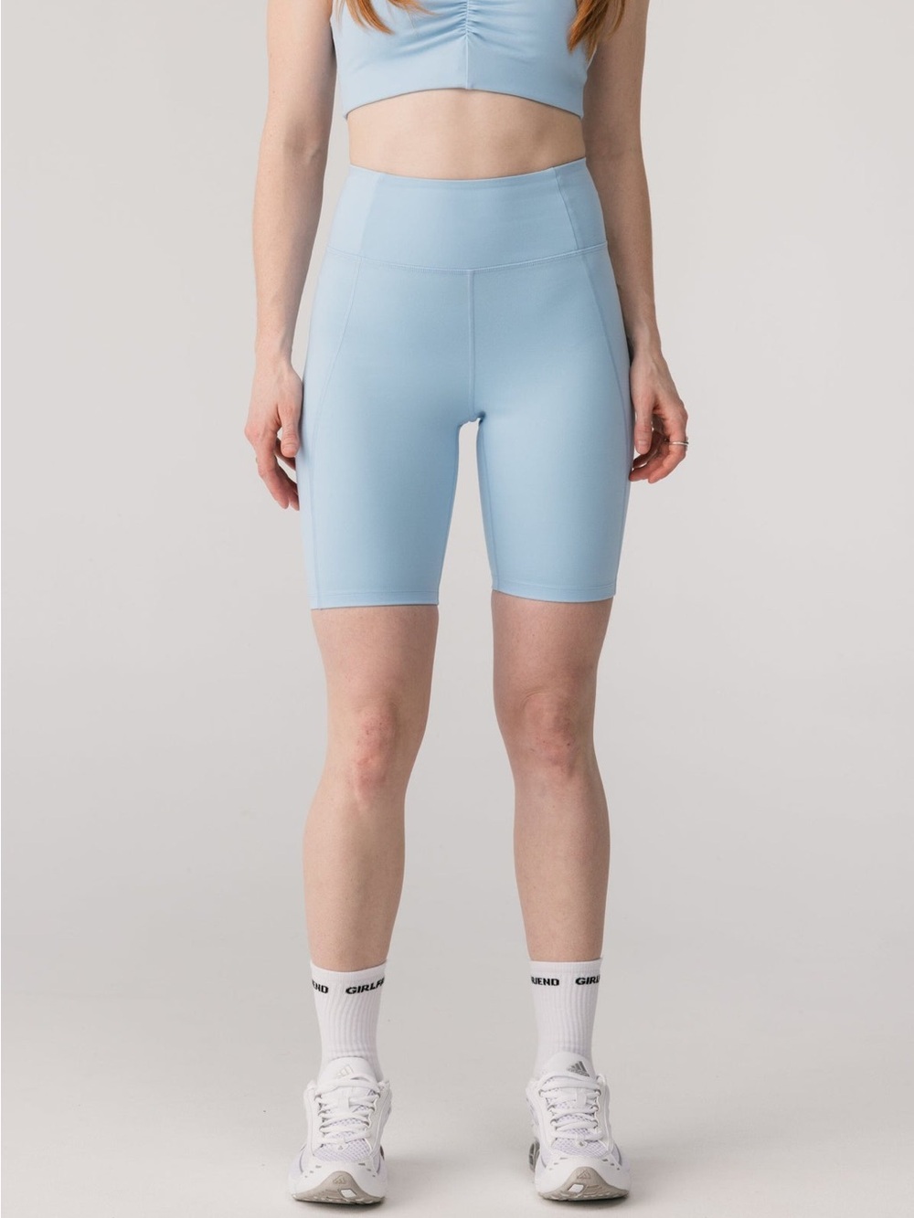 Girlfriend Collective Light Blue High-Waist Bike Shorts